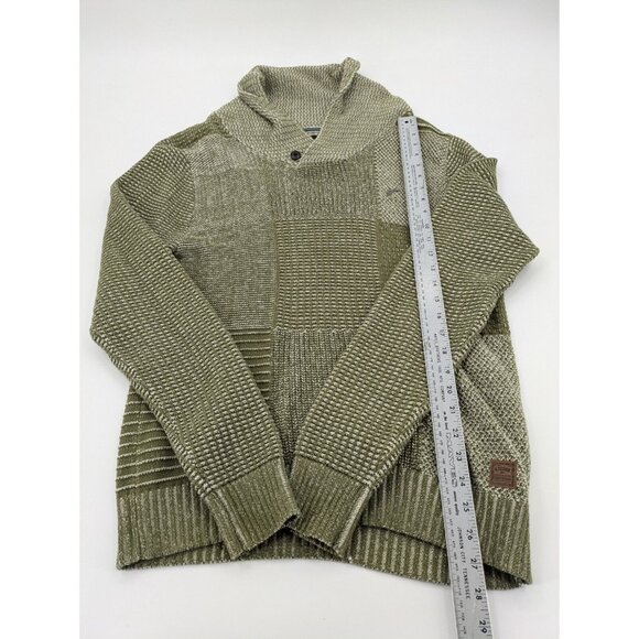 A. Tiziano Size Medium Green Long Sleeve Shawl Collar Sweater 100% Cotton - Picture 2 of 8